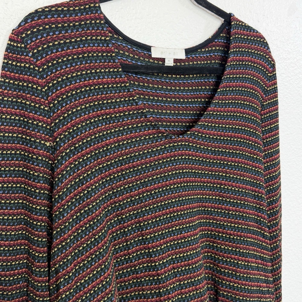 Anthropologie Eri‎ + Ali XL Multicolor Striped Knit Top Long Sleeve Relaxed Fit - Picture 11 of 15